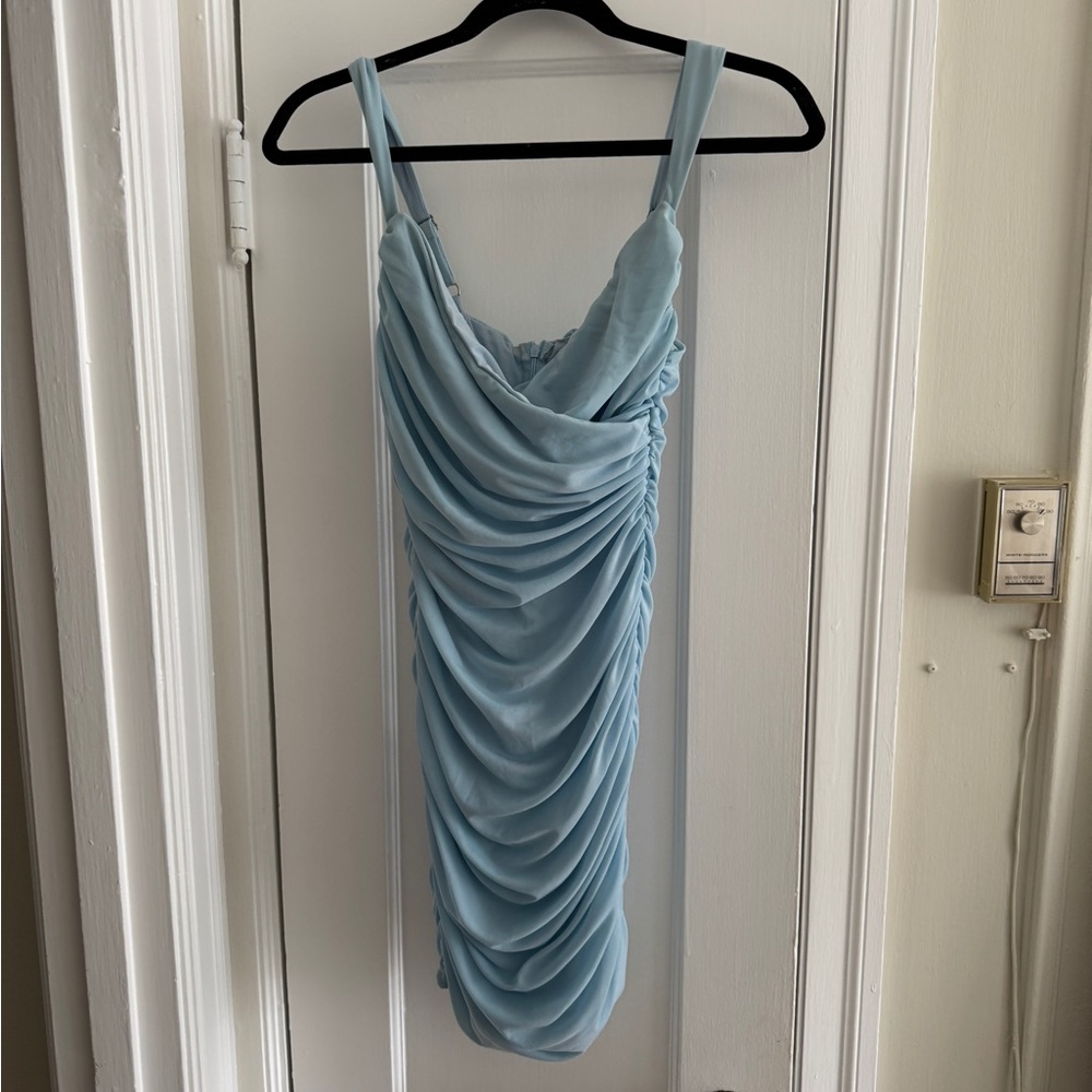 Elegant Blue Ruched Dress